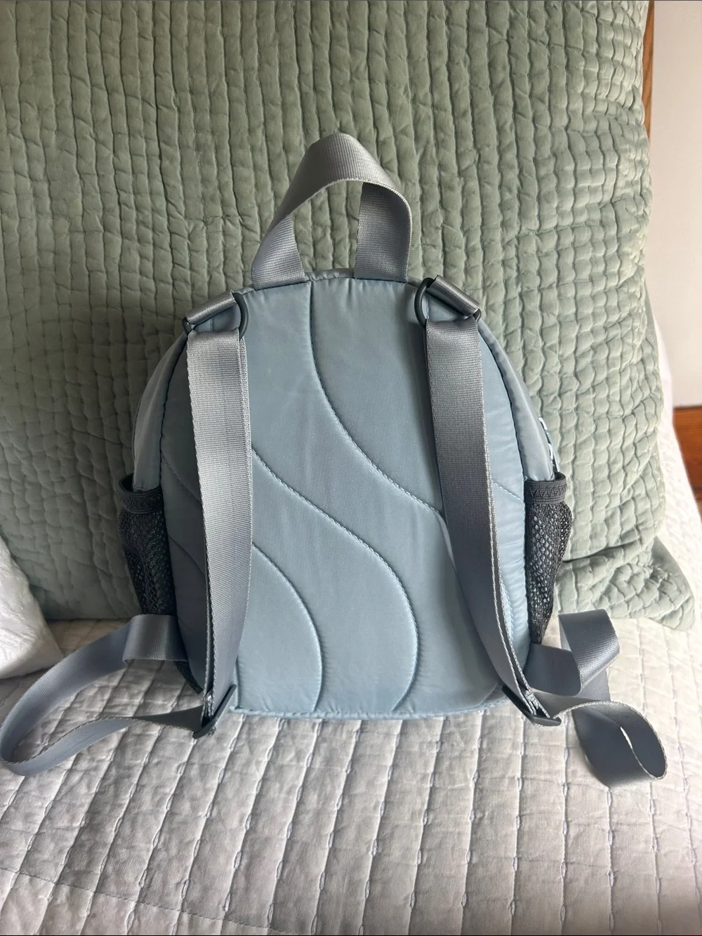 adidas Powder Blue Mini Backpack with Gray Mesh Pockets - Picture 2 of 6